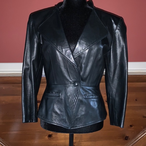 - Leather Fully Lined Blazer - - Picture 2 of 9